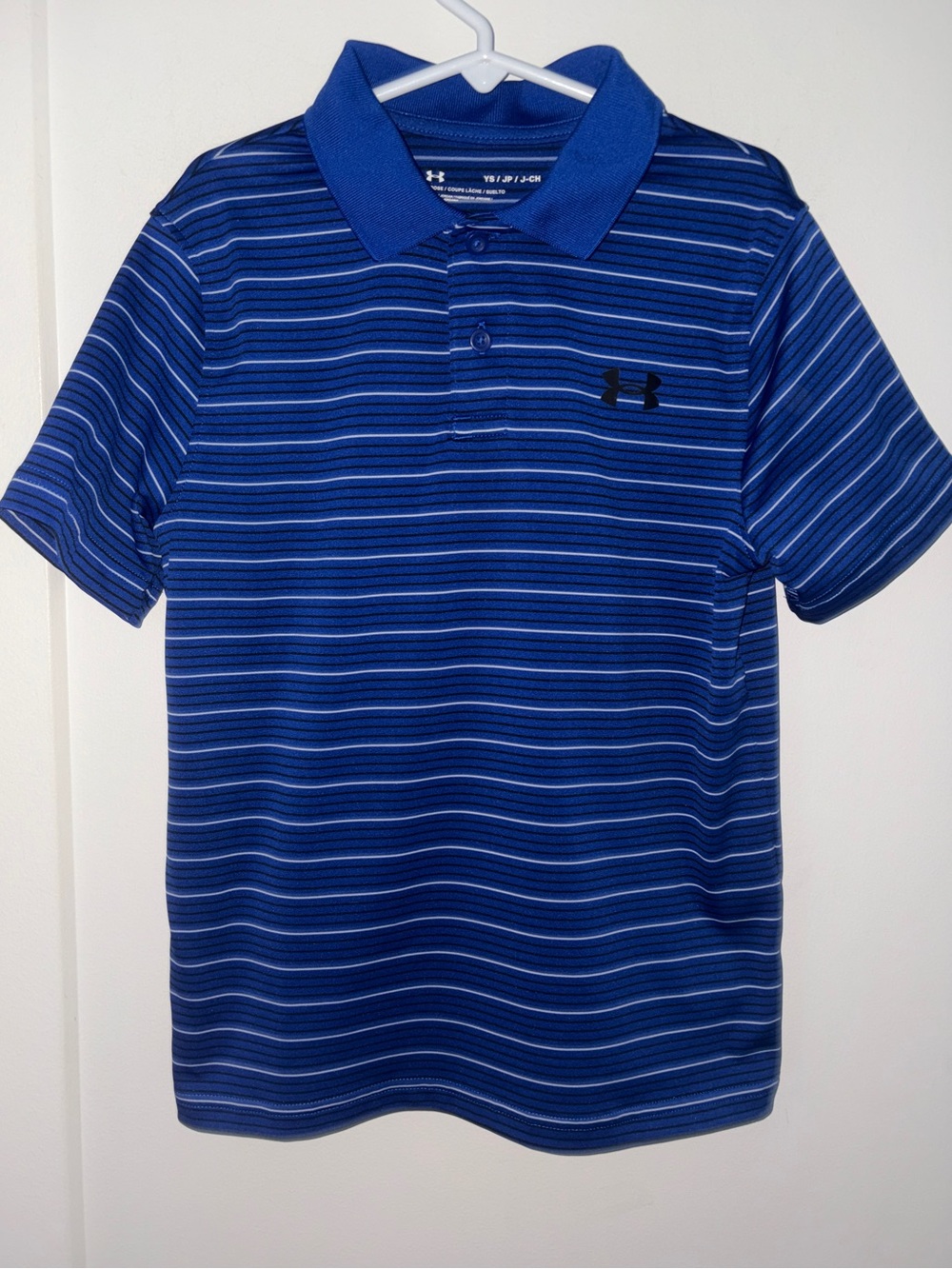 NWOT Under Armour loose fit performance stripe polo shirt boy's YS